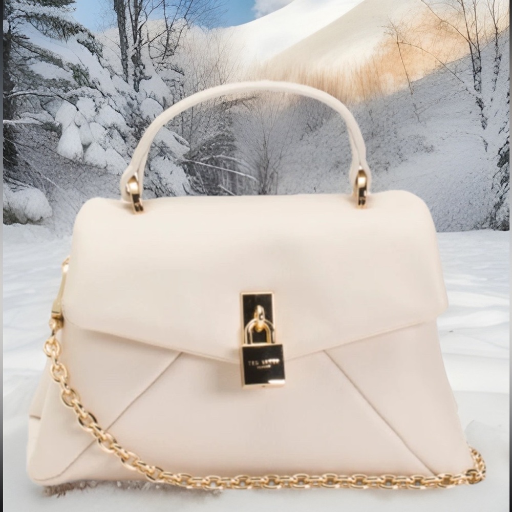 🆕 Ted Baker Poppy Mini Satchel Natural Cream Leather Crossbody Bag - Picture 3 of 14